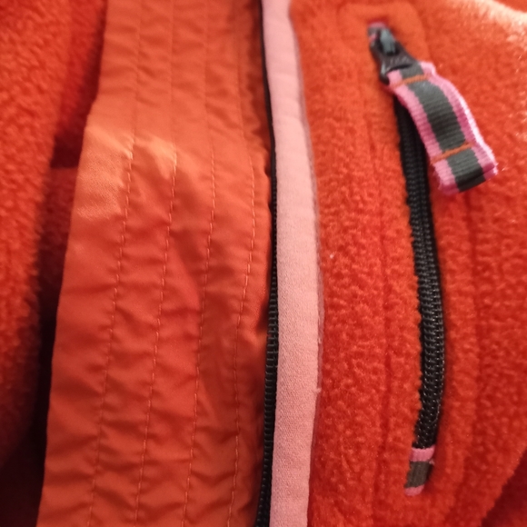 J. Crew Polartec Fleece Vest Orange & Pink Trim Zip Front Size Small - Picture 7 of 7